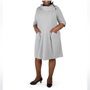 Signature by Robbie Bee Light Gray Cowl Neck Midi Dress